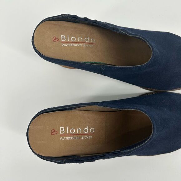 Women’s Blondo Norwich Navy Waterproof Suede Leather Clogs Mules Size 8.5 M EUC - Picture 3 of 8